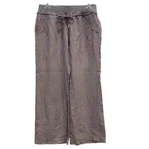 Guess Los Angeles Size S Nomad Gray 100% Linen Wide Leg Beach Pants w/Pockets